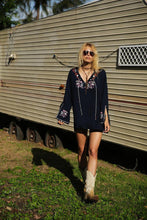 Load image into Gallery viewer, Embroidered Long Sleeve Bohemia Beach Mini Dress