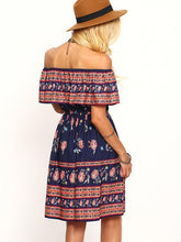 Load image into Gallery viewer, Off-the-Shoulder Beach Floral-Print Bohemia Mini Dress