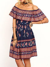 Load image into Gallery viewer, Off-the-Shoulder Beach Floral-Print Bohemia Mini Dress