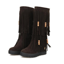 Load image into Gallery viewer, Women Boho Winter Tassel Warm Hidden Heel Long Boots
