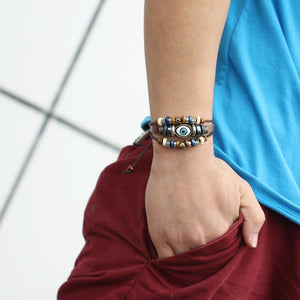 Retro Multilayer Leather Beaded Boho Bracelet Bangle Wristband