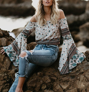 One-Letter Collared Chiffon Sleeve Top
