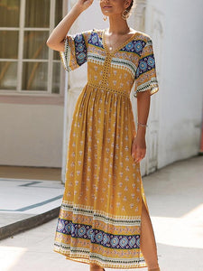 Women Summer Boho Floral Maxi Print Dress