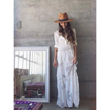 Load image into Gallery viewer, Embroidered White Long Sleeve Boho Dress