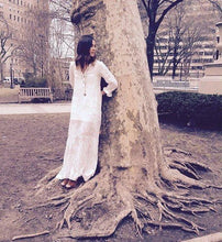 Load image into Gallery viewer, Embroidered White Long Sleeve Boho Dress