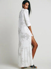 Load image into Gallery viewer, Embroidered White Long Sleeve Boho Dress