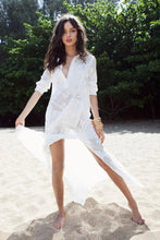 Load image into Gallery viewer, Embroidered White Long Sleeve Boho Dress