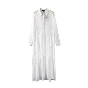 Embroidered White Long Sleeve Boho Dress