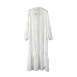 Embroidered White Long Sleeve Boho Dress