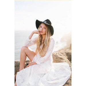 Embroidered White Long Sleeve Boho Dress