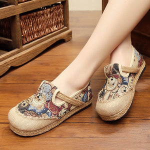 Easy To Wear Ethnic Women's Shoes Hot Comfortable Non Slip Breathable Cotton and Hemp Bear Cloth Shoes