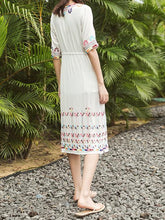 Load image into Gallery viewer, 2018 Embroidered Half Sleeve Bohemia Beach Dress