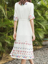 Load image into Gallery viewer, 2018 Embroidered Half Sleeve Bohemia Beach Dress