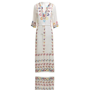 2018 Embroidered Half Sleeve Bohemia Beach Dress