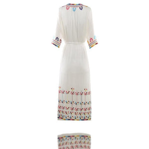 2018 Embroidered Half Sleeve Bohemia Beach Dress