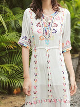 Load image into Gallery viewer, 2018 Embroidered Half Sleeve Bohemia Beach Dress