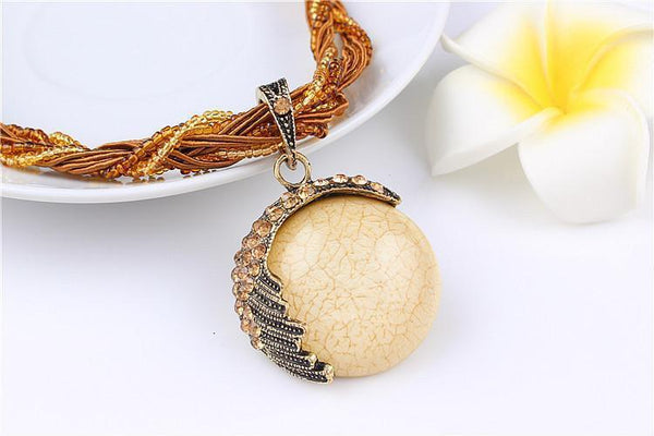 Bohemian Necklace Cat's Eye Stone Multilayer Braided Necklace and Chain Fashion Jewelry