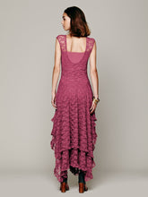 Load image into Gallery viewer, Lace Solid Color Irregular Maxi Dress