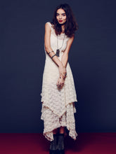 Load image into Gallery viewer, Lace Solid Color Irregular Maxi Dress