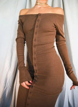 Load image into Gallery viewer, Knit Long Sleeve Buttons Bodycon Dress