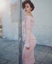 Load image into Gallery viewer, Knit Long Sleeve Buttons Bodycon Dress