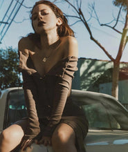 Load image into Gallery viewer, Knit Long Sleeve Buttons Bodycon Dress