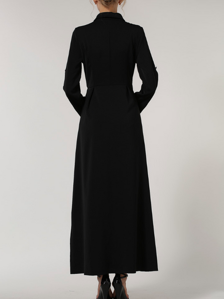 Sexy Long-Sleeved Black Maxi Dress