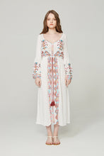 Load image into Gallery viewer, 2018 Boho Embroidered Long Sleeve Loose Beach Dress