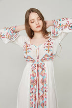 Load image into Gallery viewer, 2018 Boho Embroidered Long Sleeve Loose Beach Dress
