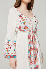 Load image into Gallery viewer, 2018 Boho Embroidered Long Sleeve Loose Beach Dress