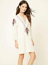 Load image into Gallery viewer, Fashion Inwrought Floral-Print Lace-up V Neck Bohemia Beach Dress
