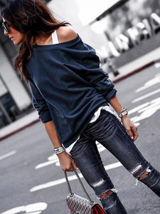 Casual Long Sleeves Solid Color Blouses Shirts Tops