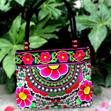 Load image into Gallery viewer, Sun Flower Embroidery Ethnic Travel Women Shoulder Bags Handmade Canvas Wood Beads Handbag - hiblings