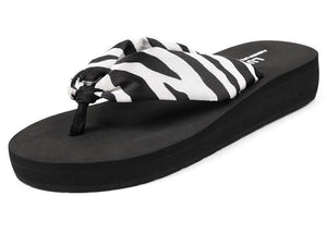 Bohemian Flip-Flops Thick Bottom Middle Heel Beach Shoes
