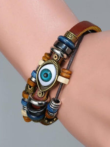 Retro Multilayer Leather Beaded Boho Bracelet Bangle Wristband