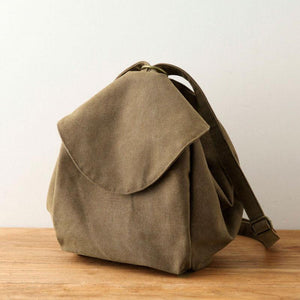 Women Casual Canvas Backpack Literature Zipper Shoulder Bag