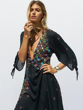 Load image into Gallery viewer, New PRINT DEEP V NECK BOHEMIA BEACH MAXI DRESS