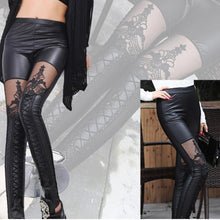 Load image into Gallery viewer, Pants lace stitching feet pants leggings punk female lace feet pants