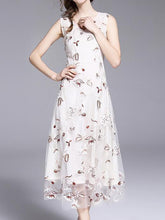 Load image into Gallery viewer, Embroidered Sleeveless V Neck Elegant Dress