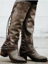 Load image into Gallery viewer, Women Chunky Tassels Bandage Knee High Boots