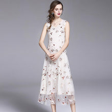 Load image into Gallery viewer, Embroidered Sleeveless V Neck Elegant Dress