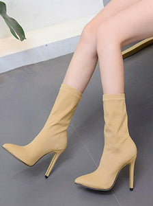Solid Color High Heel Boots For Women