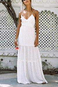 Polka Dot Spaghetti Strap Beach Maxi Dress