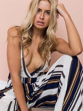 Load image into Gallery viewer, Spaghetti Strap Stripe Wide Leg Pants Jumpsuit