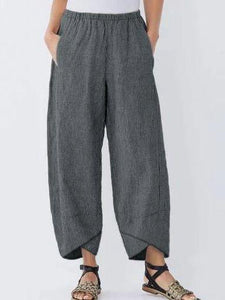 Plus Size Loose Women Yoga Trousers with Thin Strips and Wide Legs