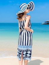 Load image into Gallery viewer, Black Stripes Maxi Beach Bohemia Dress