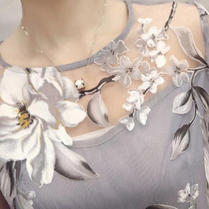 Fashion See Through Floral Casual Dress