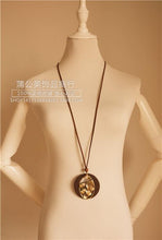 Load image into Gallery viewer, Retro National Wind Alloy Oak Large Leaves Wooden Bright Drill Long Necklace