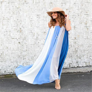 Sling Chiffon Beach Large Size Striped Dress