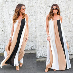 Sling Chiffon Beach Large Size Striped Dress